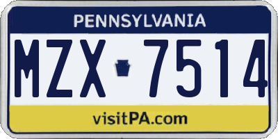 PA license plate MZX7514