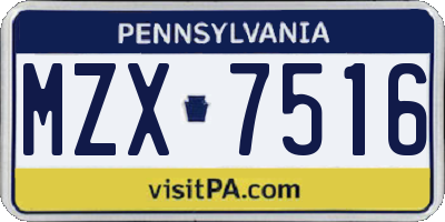 PA license plate MZX7516