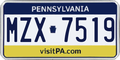 PA license plate MZX7519