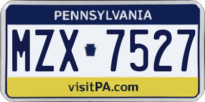 PA license plate MZX7527