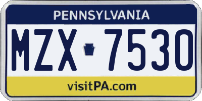 PA license plate MZX7530