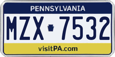 PA license plate MZX7532