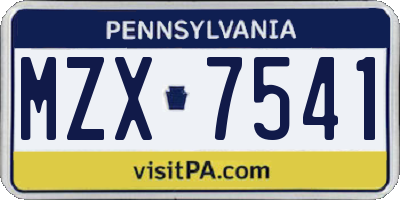 PA license plate MZX7541