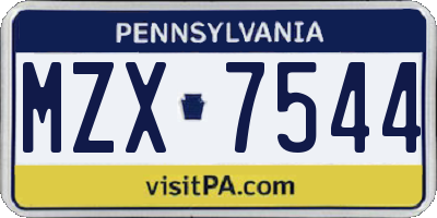 PA license plate MZX7544