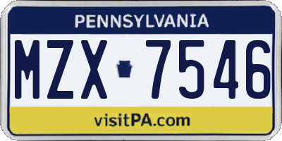 PA license plate MZX7546