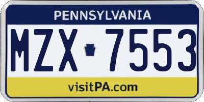 PA license plate MZX7553