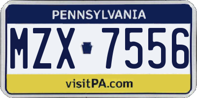 PA license plate MZX7556