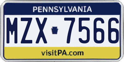 PA license plate MZX7566