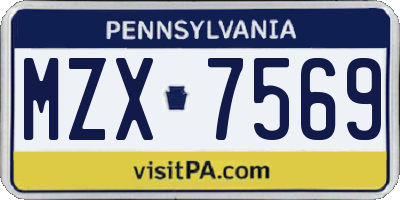 PA license plate MZX7569