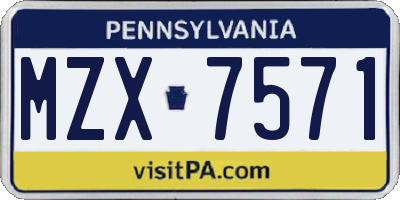 PA license plate MZX7571