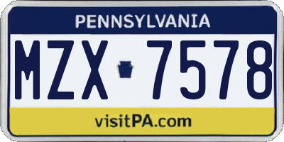 PA license plate MZX7578