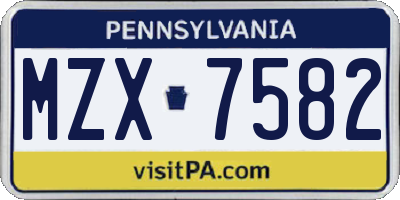 PA license plate MZX7582