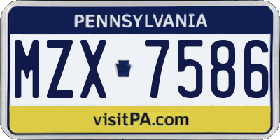 PA license plate MZX7586