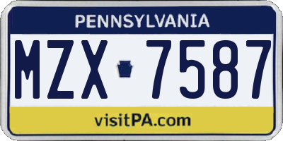 PA license plate MZX7587