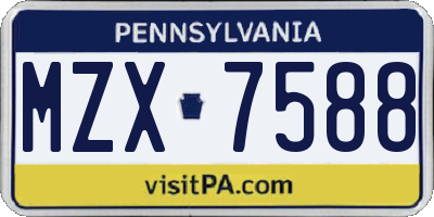 PA license plate MZX7588