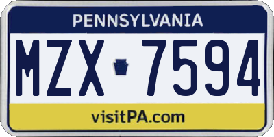 PA license plate MZX7594