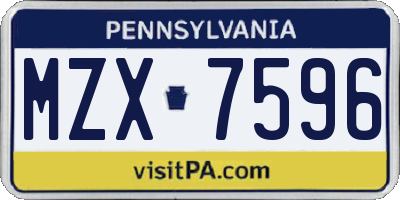 PA license plate MZX7596