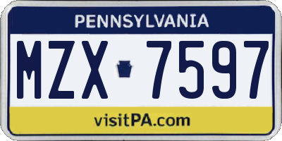 PA license plate MZX7597