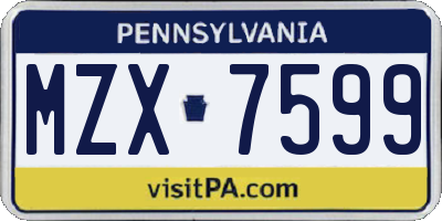 PA license plate MZX7599