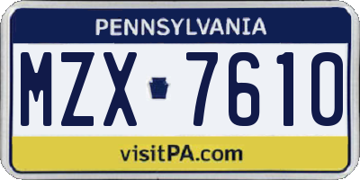 PA license plate MZX7610