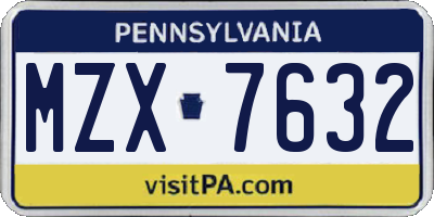 PA license plate MZX7632