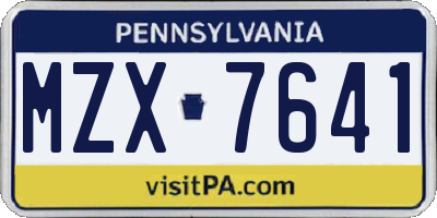 PA license plate MZX7641