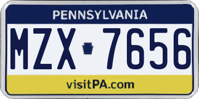 PA license plate MZX7656