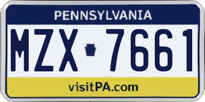PA license plate MZX7661