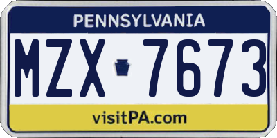 PA license plate MZX7673