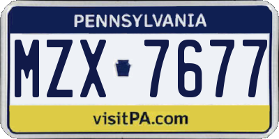 PA license plate MZX7677