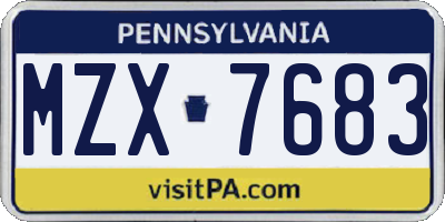 PA license plate MZX7683