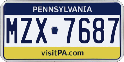 PA license plate MZX7687