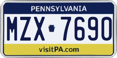 PA license plate MZX7690