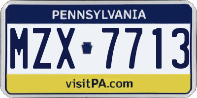 PA license plate MZX7713