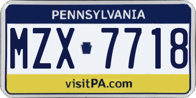 PA license plate MZX7718