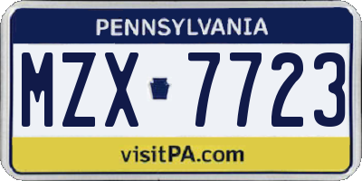 PA license plate MZX7723