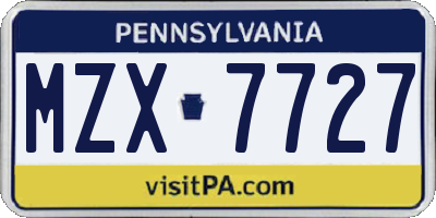 PA license plate MZX7727