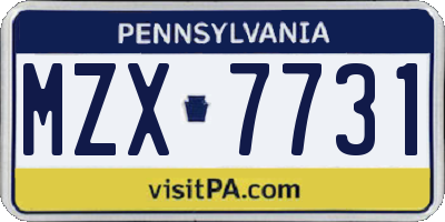 PA license plate MZX7731
