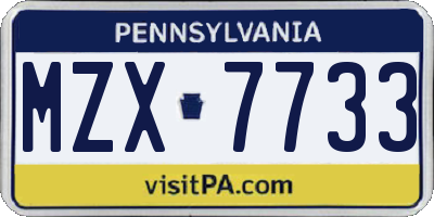 PA license plate MZX7733