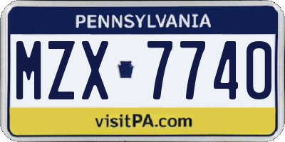 PA license plate MZX7740