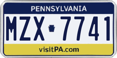 PA license plate MZX7741