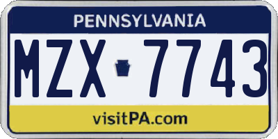 PA license plate MZX7743