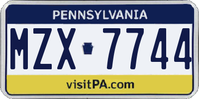 PA license plate MZX7744