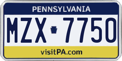 PA license plate MZX7750