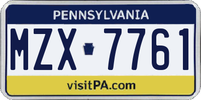PA license plate MZX7761
