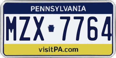 PA license plate MZX7764