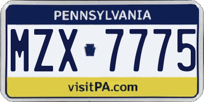 PA license plate MZX7775
