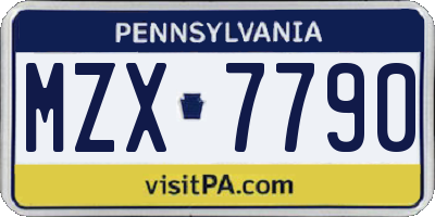 PA license plate MZX7790