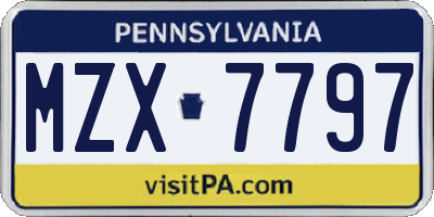 PA license plate MZX7797