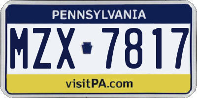 PA license plate MZX7817
